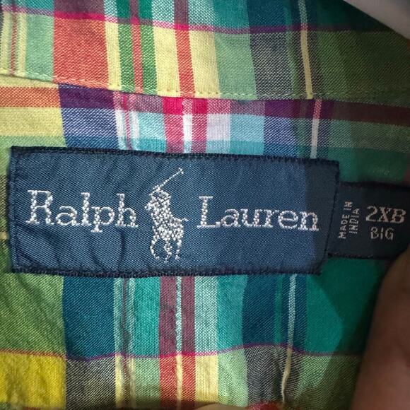 Ralph Lauren Plaid Short Sleeve Button Up Men’s Shirt Size 2XB lightweight - Picture 5 of 6